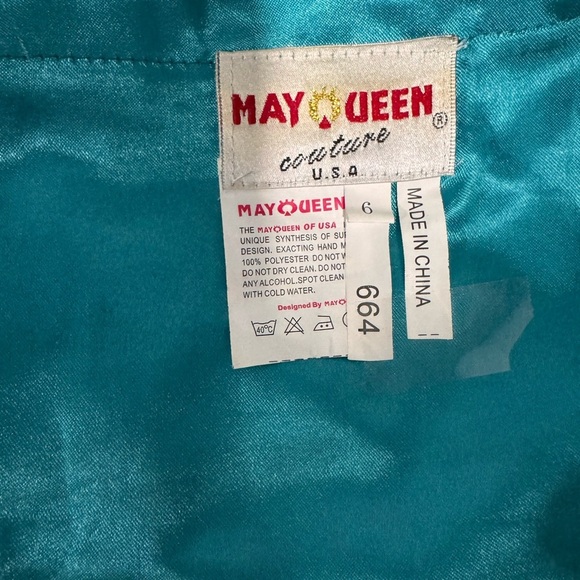 May Queen Teal One Shoulder Dress with Gold Detailing - Picture 9 of 12